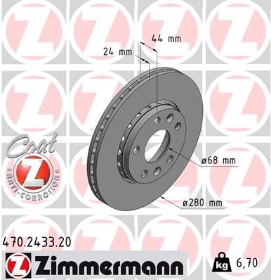 ZIMMERMANN COAT Z 470.2433.20 Brake disc 4020 637 93R