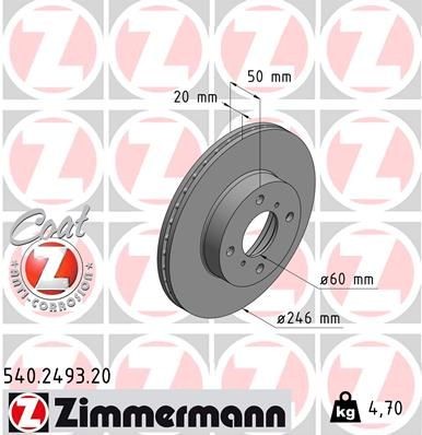 Suzuki LIANA Brake disc ZIMMERMANN 540.2493.20 cheap