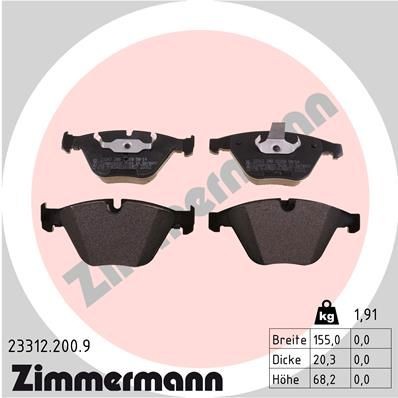 ZIMMERMANN 23312.200.9 Brake pad set prepared for wear indicator, Photo corresponds to scope of supply