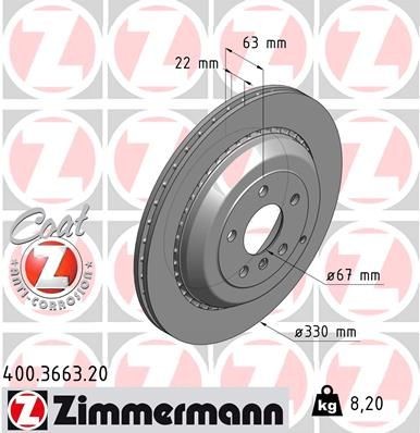 ZIMMERMANN COAT Z 400.3663.20 Brake disc 164.423.13.12