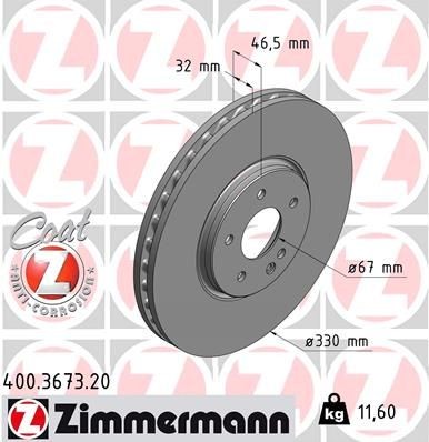 ZIMMERMANN COAT Z 400.3673.20 Brake disc 330x32mm, 6/5, 5x112, internally vented, Coated, High-carbon