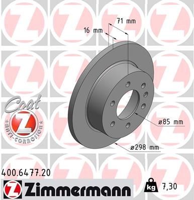 ZIMMERMANN COAT Z 400.6477.20 Brake disc A90 642 30012