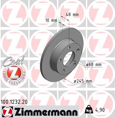 ZIMMERMANN COAT Z 245x10mm, 5/5, 5x112, solid, Coated Ø: 245mm, Rim: 5-Hole, Brake Disc Thickness: 10mm Brake rotor 100.1232.20 buy