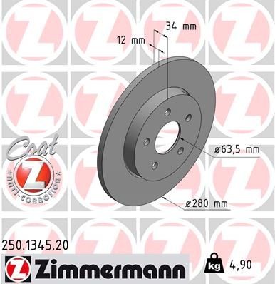 ZIMMERMANN COAT Z 250.1345.20 Brake disc 1676983