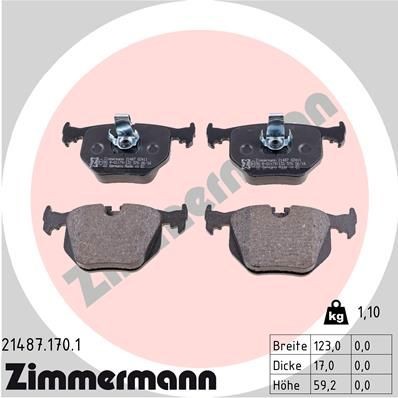 21487.170.1 Set of brake pads 21487.170.1 ZIMMERMANN prepared for wear indicator, Photo corresponds to scope of supply