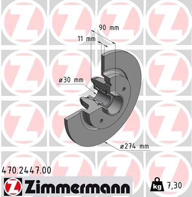 ZIMMERMANN 470.2447.00 Brake disc 274x11mm, 5/5, 5x108, solid