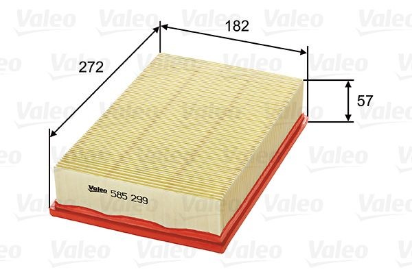 VALEO 57mm, 182mm, 270mm, Filter Insert Length: 270mm, Width: 182mm, Height: 57mm Engine air filter 585299 buy