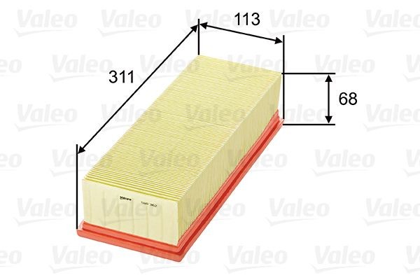 VALEO 60mm, 112mm, 311mm, Filter Insert Length: 311mm, Width: 112mm, Height: 60mm Engine air filter 585362 buy