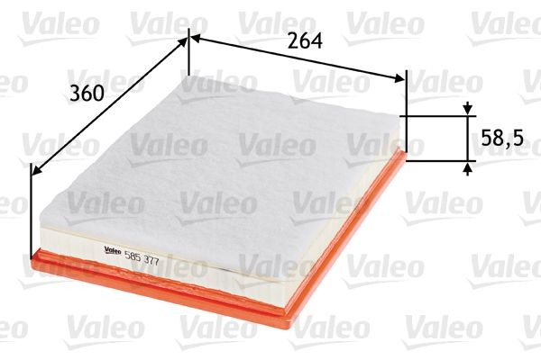 VALEO 585377 Air filter 59mm, 263mm, 360mm, Filter Insert, with pre-filter