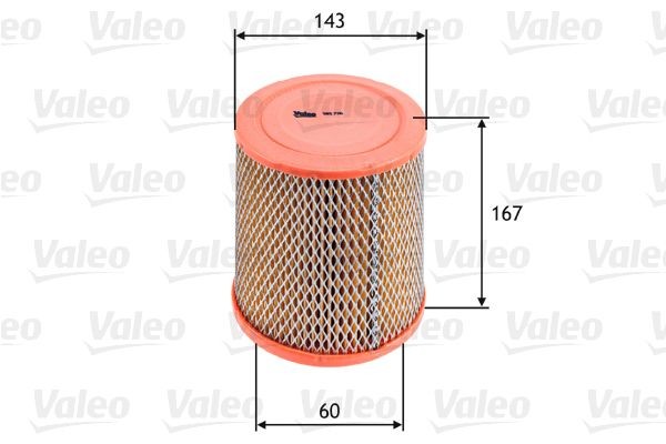 585726 VALEO Air filters CHRYSLER 167mm, 143mm, Filter Insert