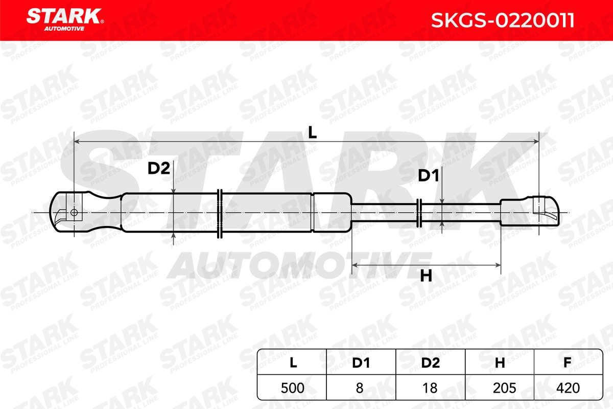 SKGS-0220641 STARK Heckklappendämpfer 500N, 631,5 mm, beidseitig