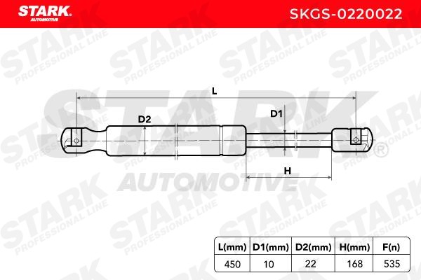 OEM-quality STARK SKGS-0220022 Tailgate gas struts