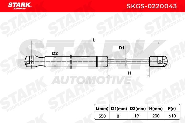 STARK Molle a gas portellone SKGS-0220043 per Ssangyong Rexton II