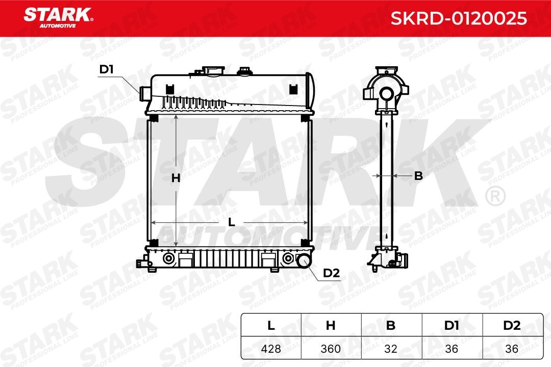 STARK Radiator, engine cooling SKRD-0120025 suitable for MERCEDES-BENZ C-Class, E-Class, CLK
