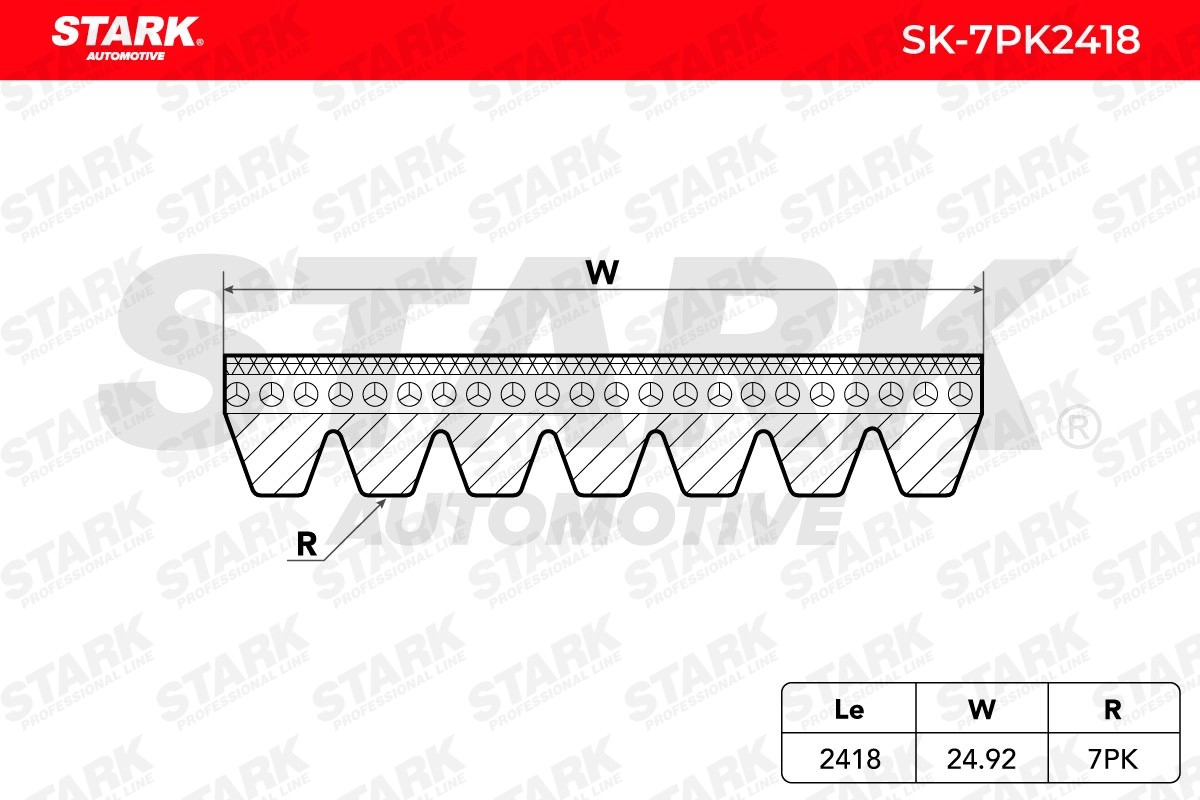 STARK SK-7PK2418 Aux belt 2418mm, 7, EPDM (ethylene propylene diene Monomer (M-class) rubber), Polyester