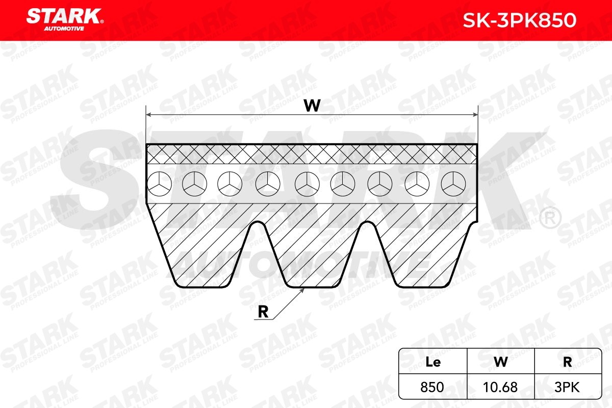 SK-3PK850 Ribbed belt SK-3PK850 STARK 850mm, 3