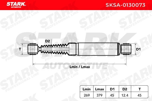 SKSA-0130073 STARK Stoßdämpfer Hinterachse, Gasdruck, Zweirohr