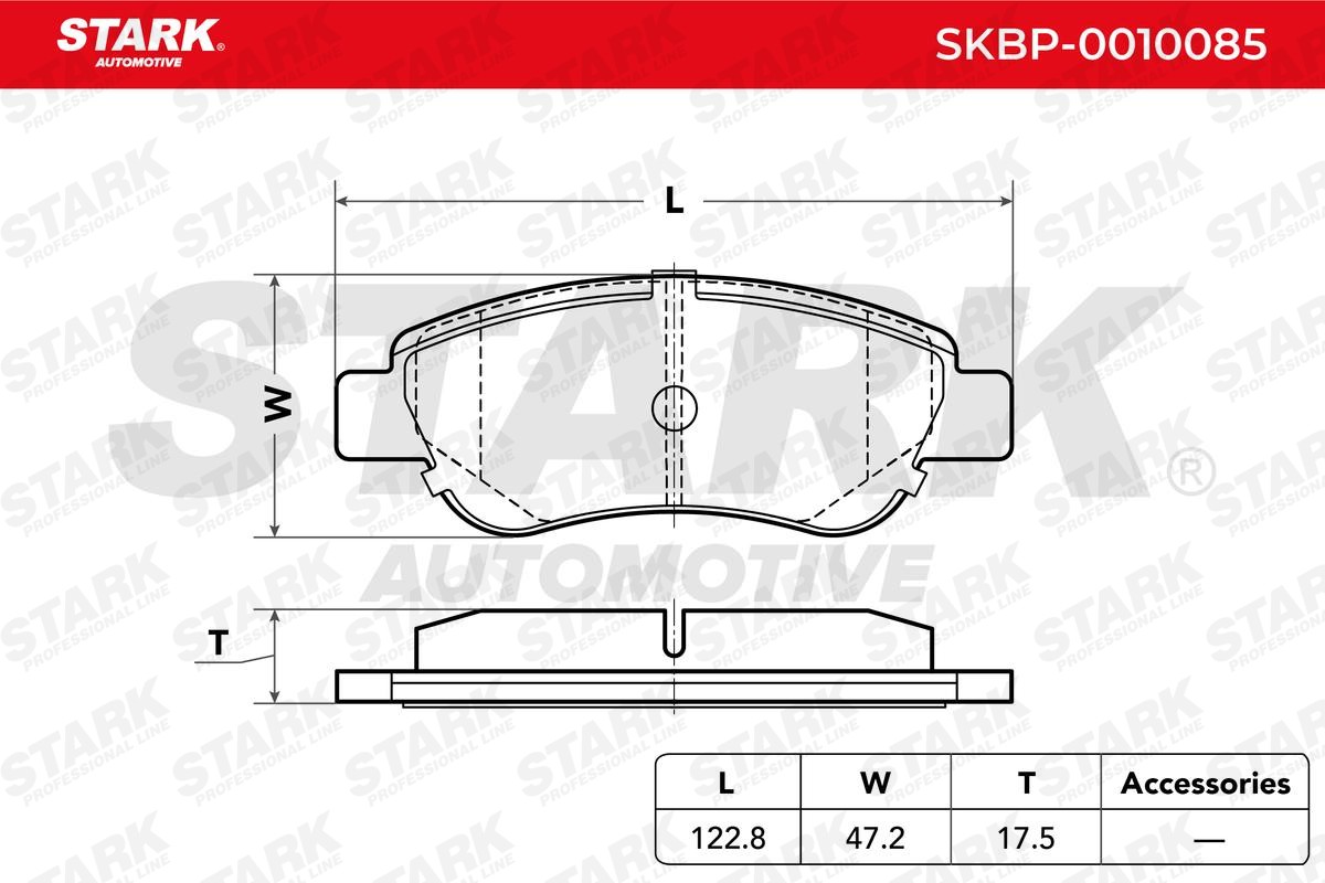 STARK SKBP-0010085 Brake pad set Front Axle, excl. wear warning contact