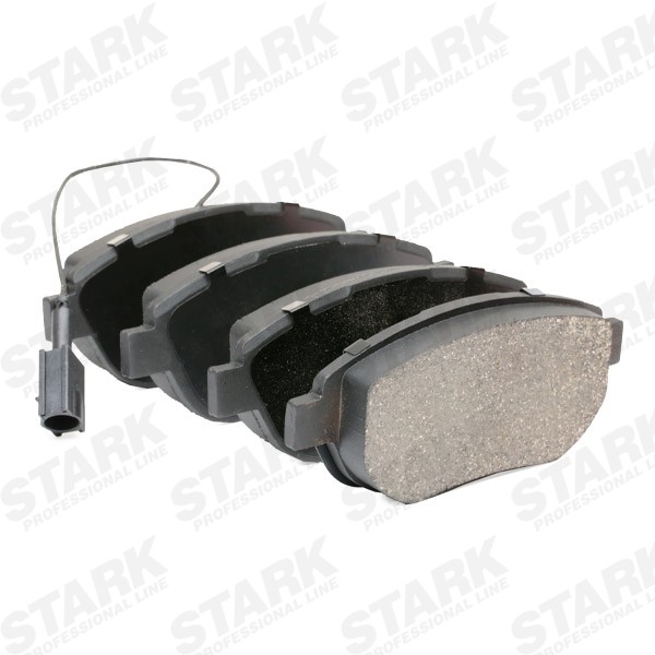 SKBP-0010096 Set of brake pads SKBP-0010096 STARK Front Axle, Low-Metallic, with integrated wear warning contact, with brake caliper screws, with accessories