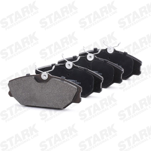 SKBP-0010150 Set of brake pads SKBP-0010150 STARK Front Axle, Low-Metallic, without acoustic wear warning, with anti-squeak plate