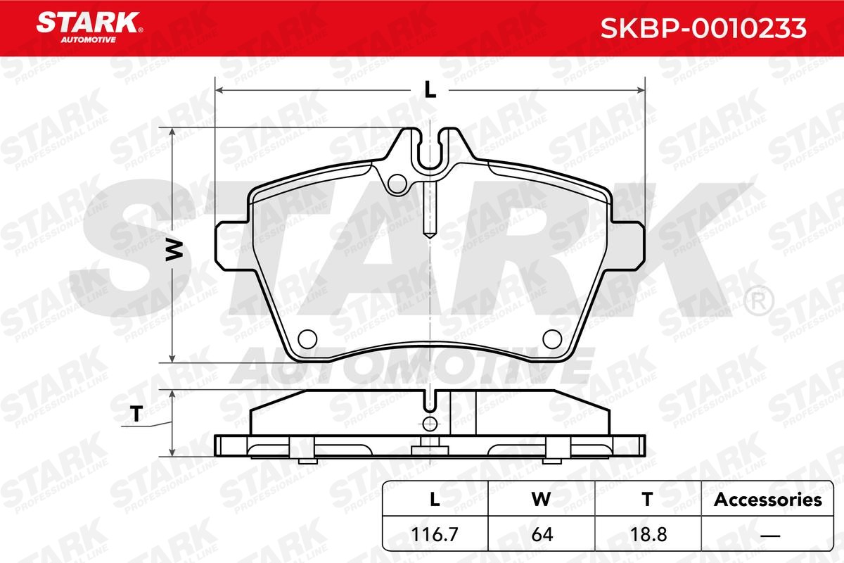 STARK Brake pad kit SKBP-0010233 suitable for MERCEDES-BENZ A-Class, B-Class