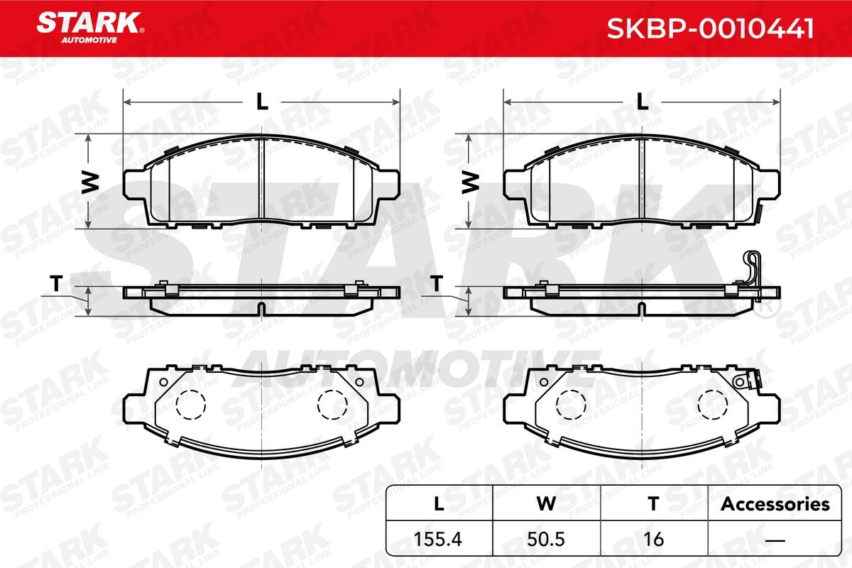 STARK SKBP-0010441 Disc pads Front Axle, incl. wear warning contact, with accessories