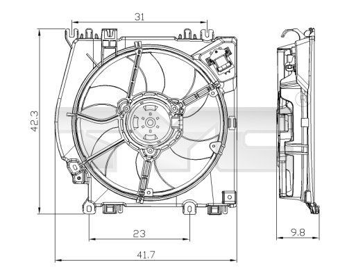 TYC 828-0001 Fan, radiator Ø: 340 mm, 200W, with radiator fan shroud