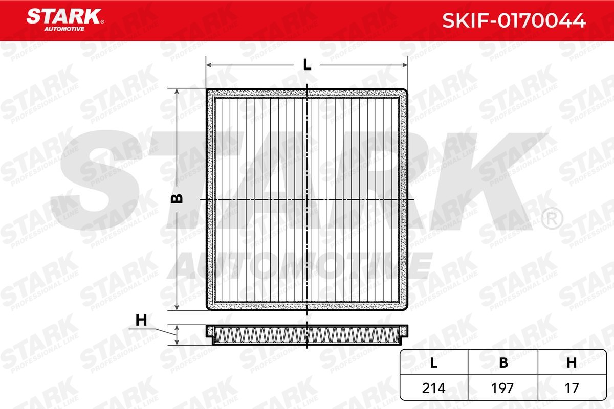 STARK Activated Carbon Filter, 197 mm x 214 mm x 17 mm Width: 214mm, Height: 17mm, Length: 197mm Cabin filter SKIF-0170044 buy