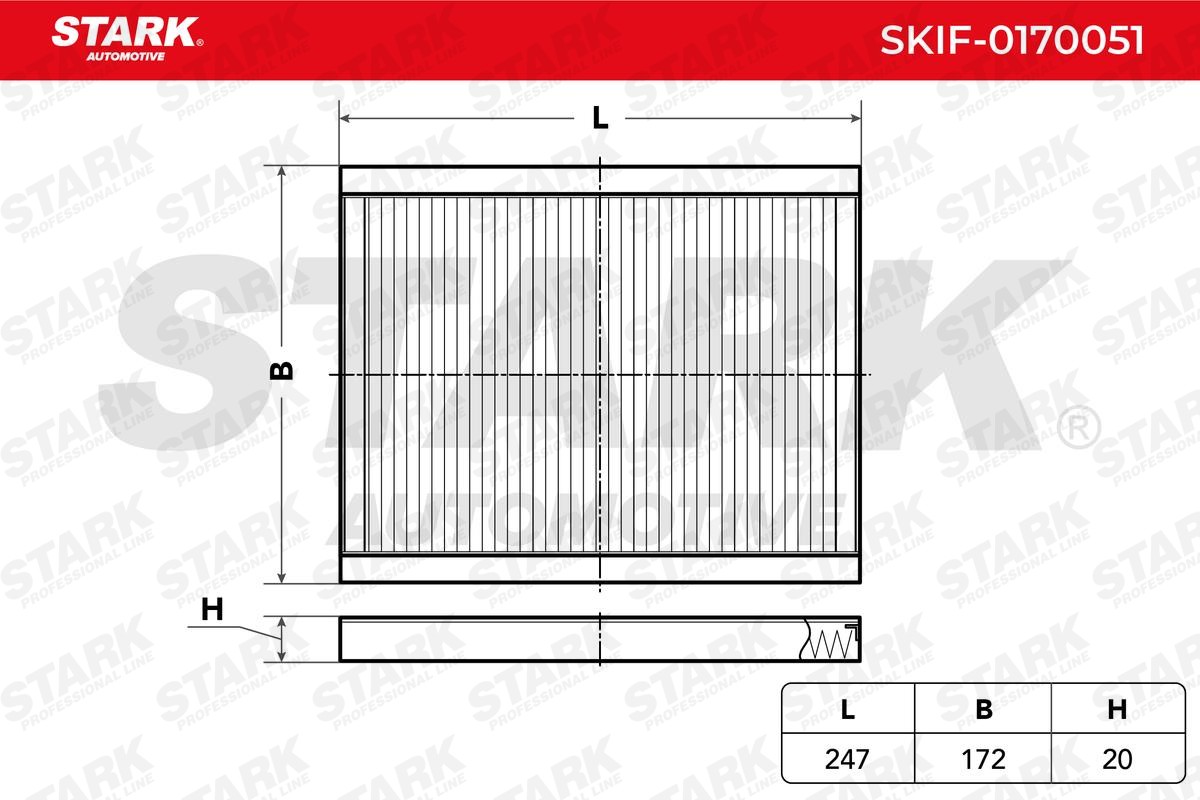 STARK SKIF-0170051 Pollen filter Pollen Filter, 247 mm x 172 mm x 20 mm, Paper