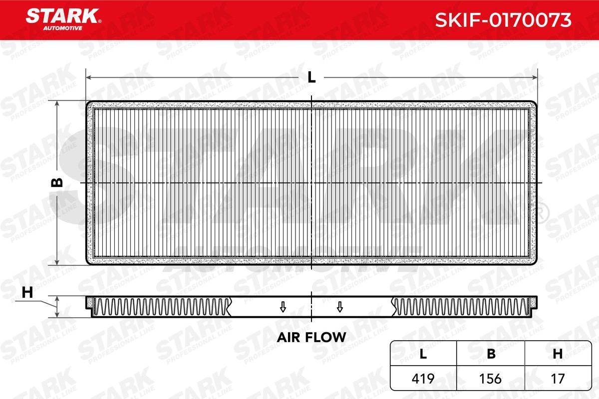 STARK SKIF-0170073 Air conditioner filter Pollen Filter, 419 mm x 156 mm x 17 mm