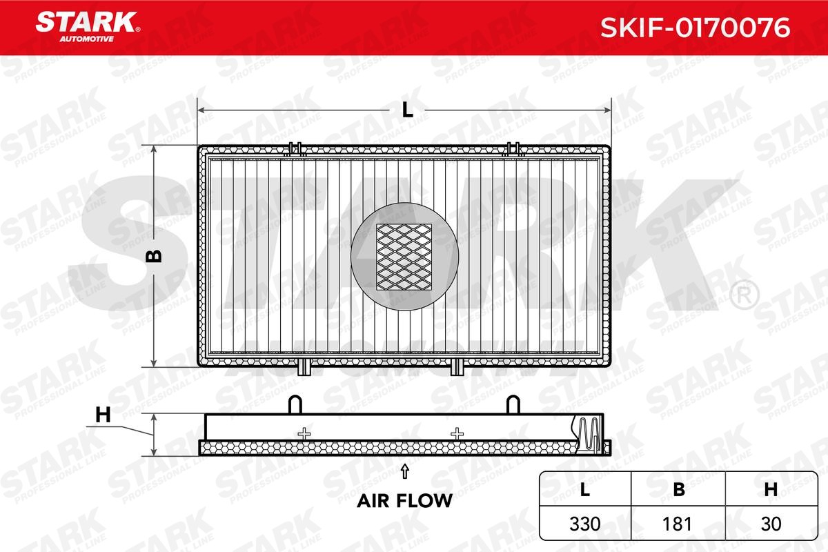 STARK SKIF-0170076 Pollen filter Pollen Filter, Particulate Filter, 330 mm x 181 mm x 30 mm