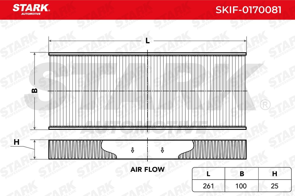 STARK SKIF-0170081 Pollen filter Particulate Filter, 261 mm x 100 mm x 25 mm