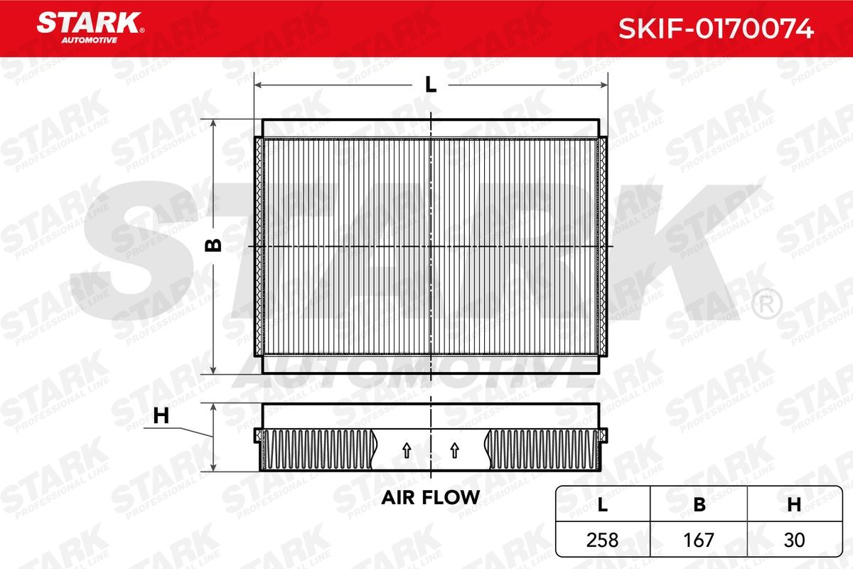 STARK Filter Insert, Particulate Filter x 167,0 mm x 30,0 mm Width: 167,0mm, Height: 30,0mm Cabin filter SKIF-0170074 buy