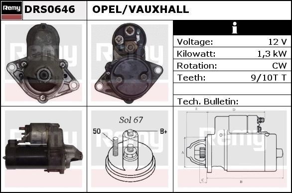 Opel CORSA Starter 7590050 DELCO REMY DRS0646 online buy