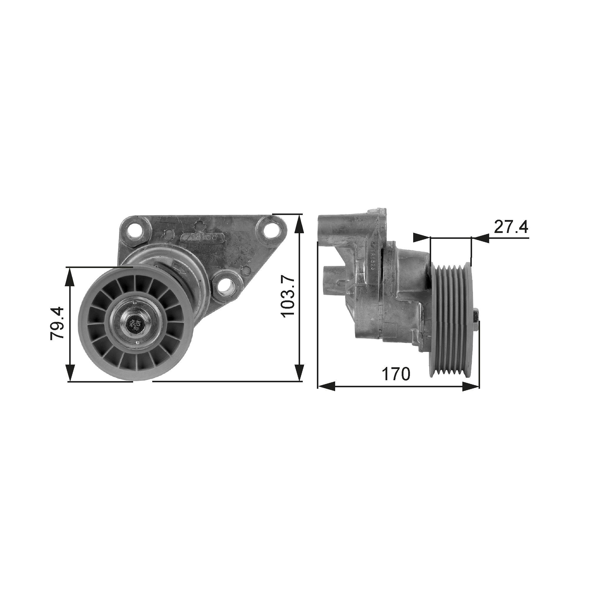 7808-21058 GATES PowerGrip™ Ø: 79,5mm, Width: 27,5mm Tensioner pulley, v-ribbed belt T38158 buy