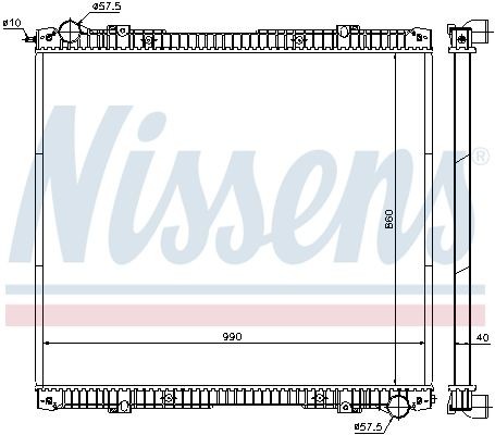 376745741 NISSENS Aluminium, 860 x 990 x 40 mm, without frame, Brazed cooling fins Radiator 640670 buy