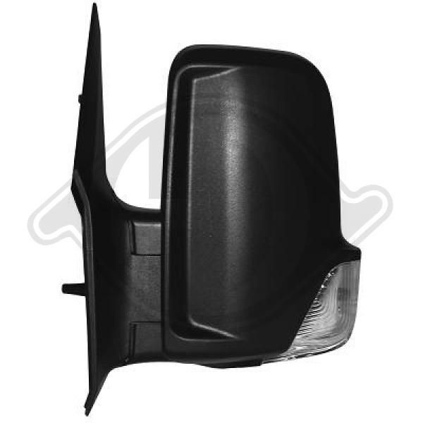 DIEDERICHS 1663224 Wing mirror without cable, Right, Grained, Convex, with wide angle mirror, for electric mirror adjustment, Heatable, Complete Mirror