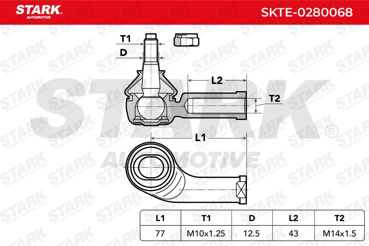 SKTE-0280068 Tie rod end SKTE-0280068 STARK Front Axle, Left