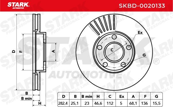 STARK Brake rotors SKBD-0020133 for VW PASSAT
