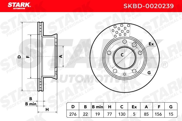 SKBD-0020239 Brake discs SKBD-0020239 STARK Front Axle, 276x22mm, 05/06x130, internally vented, Uncoated