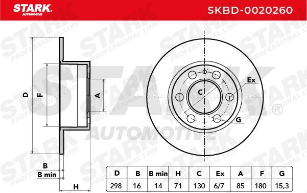 SKBD-0020260 Brake discs SKBD-0020260 STARK Rear Axle, 298,0x16mm, 06/07x130, solid, Uncoated