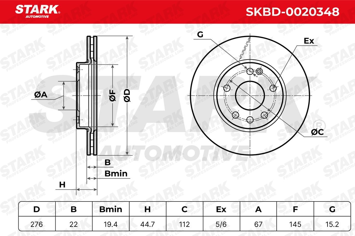 Disco freno SKBD-0020348 di STARK