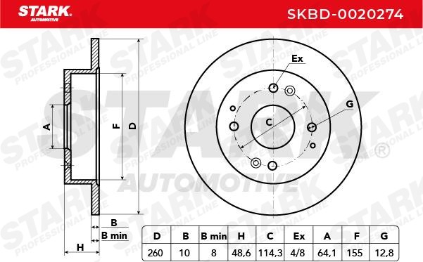 SKBD-0020274 Brake discs SKBD-0020274 STARK Rear Axle, 260,0x10mm, 04/09x114,3, solid
