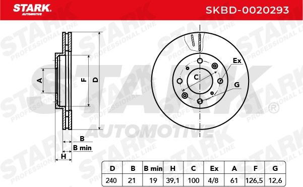 SKBD-0020293 Brake discs SKBD-0020293 STARK Front Axle, 240,0x21mm, 4/8x100, internally vented, Uncoated
