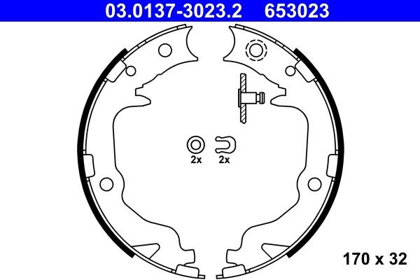 03.0137-3023.2 ATE Parking brake shoes CITROËN without lever