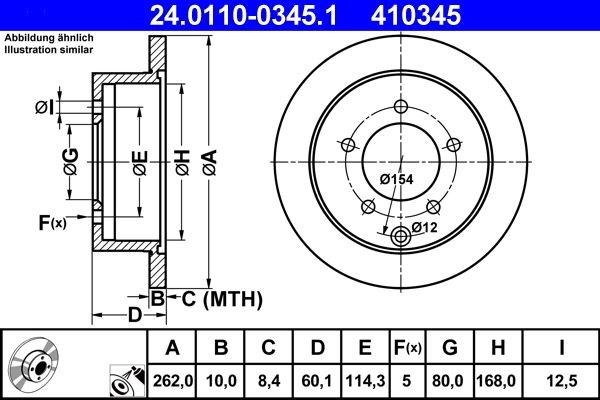 ATE Brake rotors 24.0110-0345.1 for MITSUBISHI LANCER