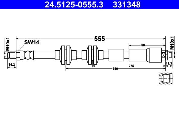 Original ATE 331348 Flexible brake hose 24.5125-0555.3 for BMW X1