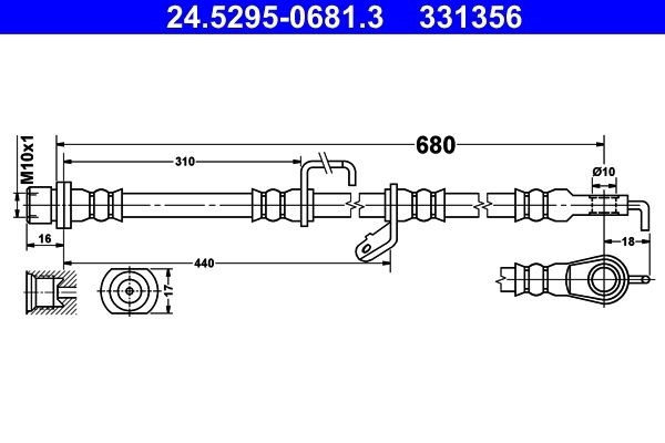 Original 24.5295-0681.3 ATE Flexible brake line TOYOTA