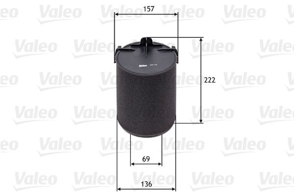 VALEO 585742 Air filter 221mm, 157mm, Filter Insert, with pre-filter