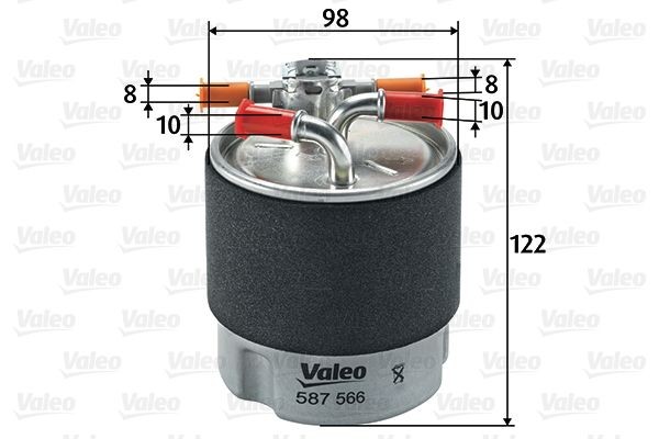 VALEO In-Line Filter, with connection for water sensor, 10mm, 10mm Height: 122mm Inline fuel filter 587566 buy